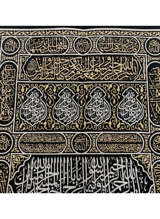 Modefa Islamic Turkish Home Wall Decor Kaba Door Quran Tapestry Black Silver Gold (Tapestry Only) - Image 3
